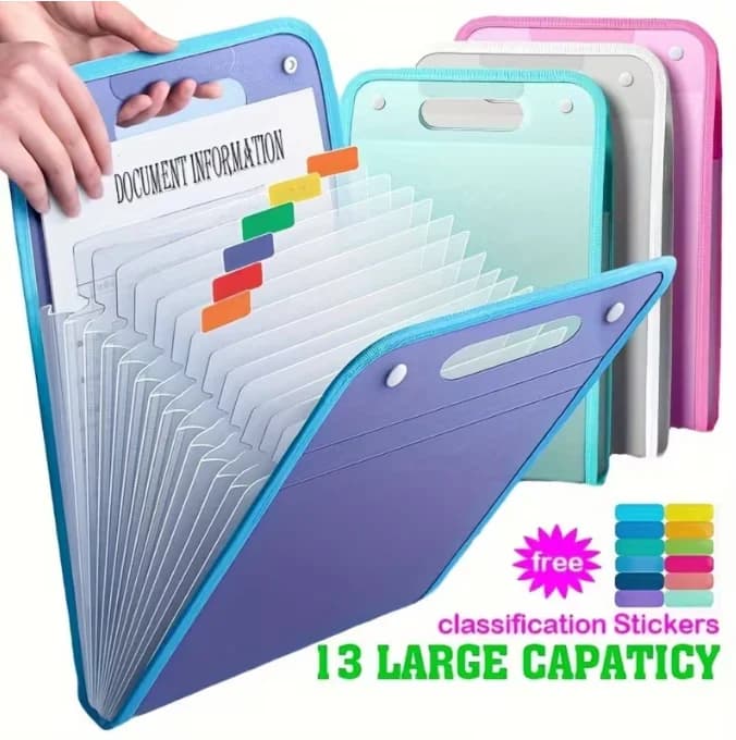 13th floor, Piano File Folder, A4-sized test papers storage, multi-pocket expandable file bag, suitable for office file storage