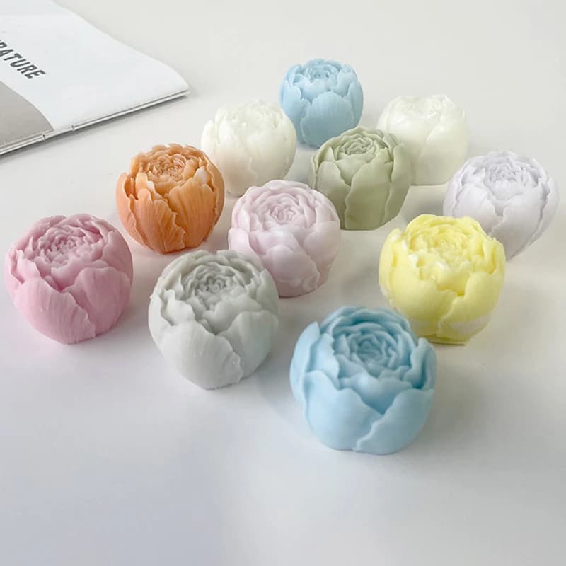 [YU]3D Roses Candle Silicone Mold Peony Flower Candle Mould Aromatherapy Gypsum Soap Resin Birthday Wedding Gifts Home Decor