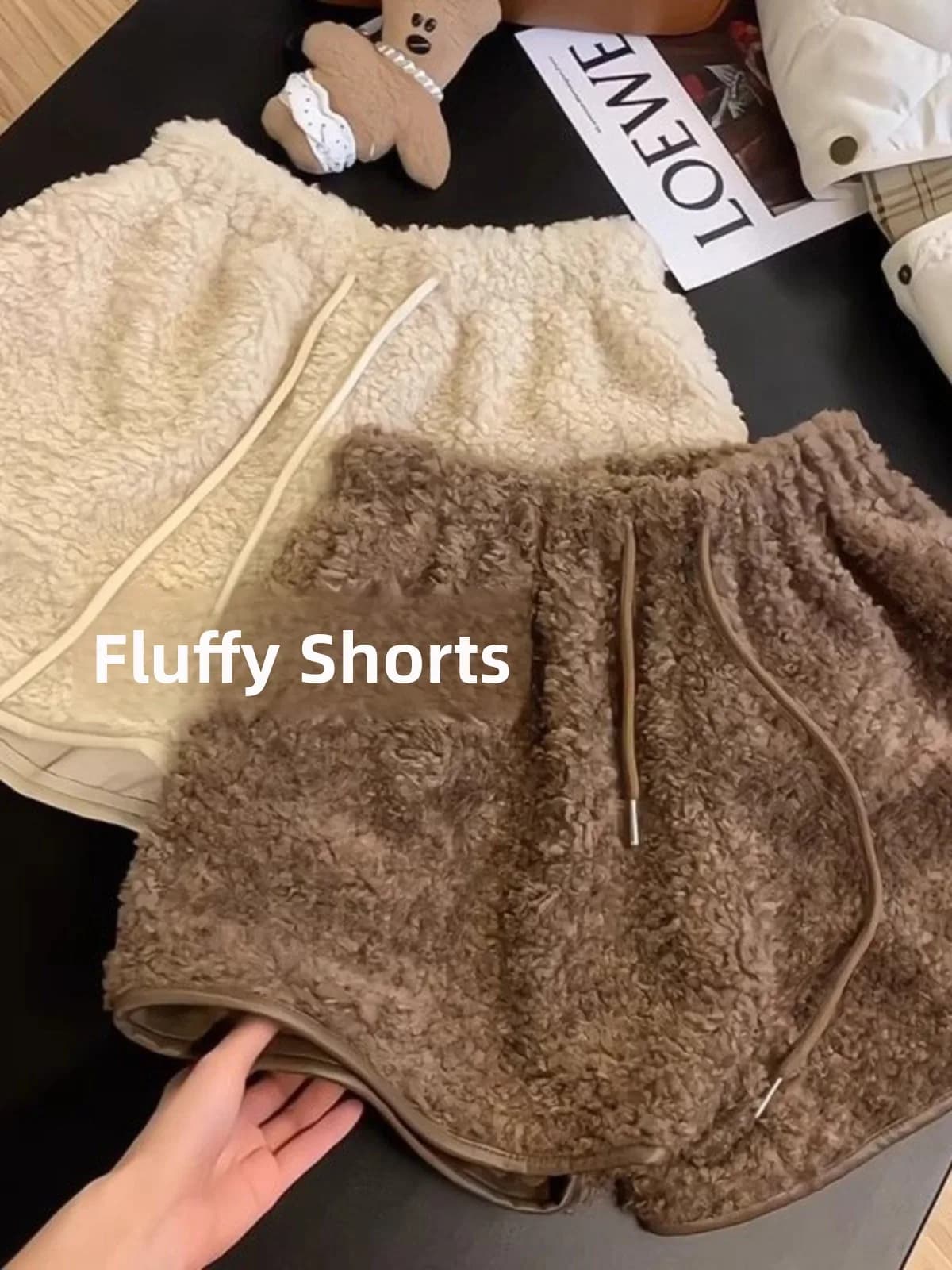 Pantaloncini a Gamba Larga in Pelliccia d'Agnello, Pantaloni Versatili a Strati per Donna, Leggings Lucidi a Tre Quarti, Shorts Termici