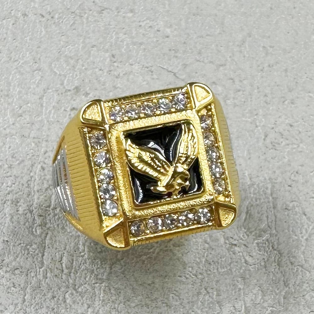 Hip hop Men's Electroplating Flying Eagle 316L stainless steel with rhinestone Punk Ring Fashion Cool Rock Party Jewelry