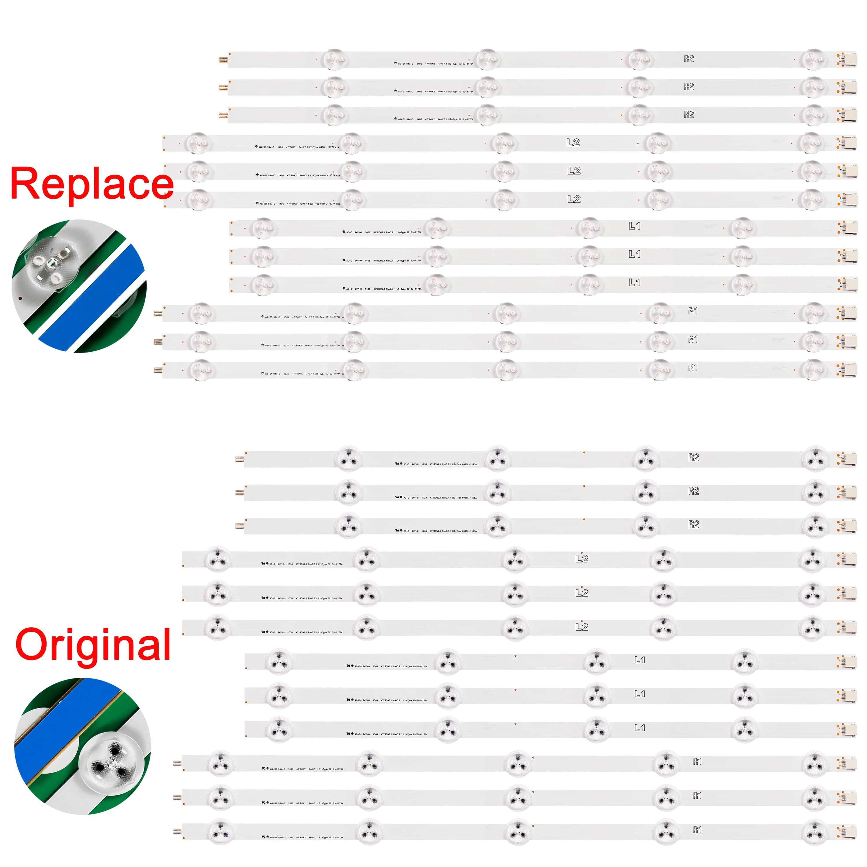 12pcs LED Backlight Strip for 47LN570U 47LN570V-ZA 47LN5788 47LN540V 47LN578V 47LA6130 47WL30MS-D 47WT30MS 47LA6218 47LN519C