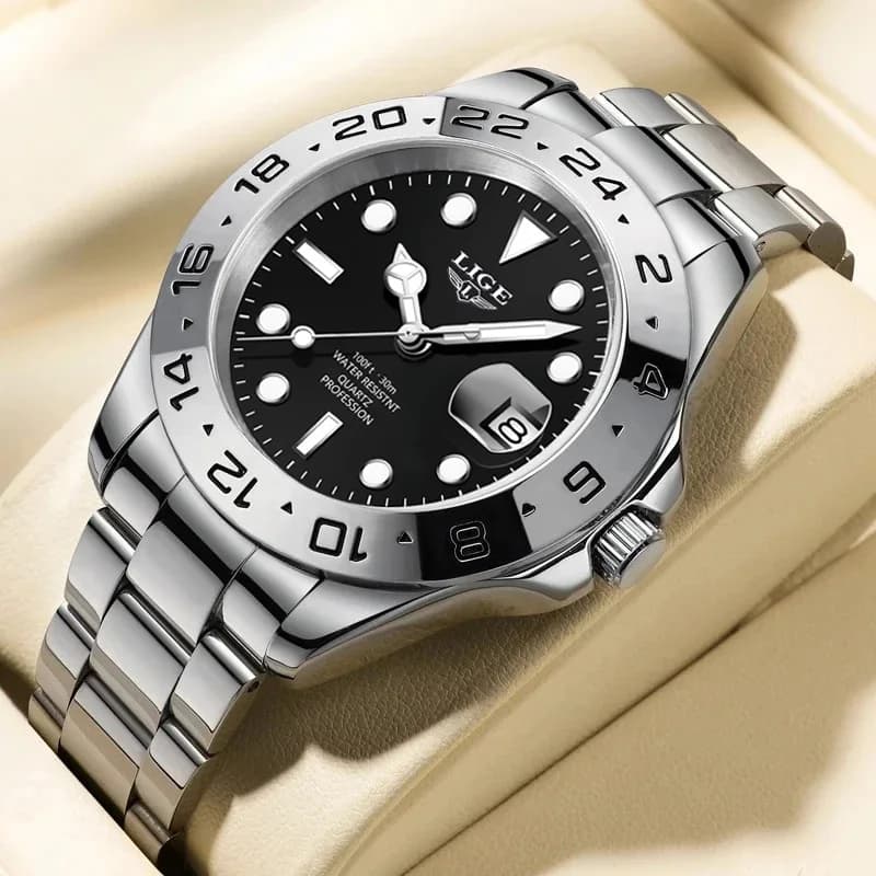 LIGE Orologio da uomo con cinturino in acciaio inossidabile con data Orologio da uomo d'affari Orologi da polso da uomo di lusso impermeabili per uomo