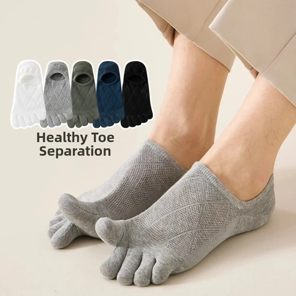Thin Hosiery Men's Five Finger Socks Mesh Low Cut Anti-slip Five Toe Boat Socks Cotton Separate Fingers Sports Socks