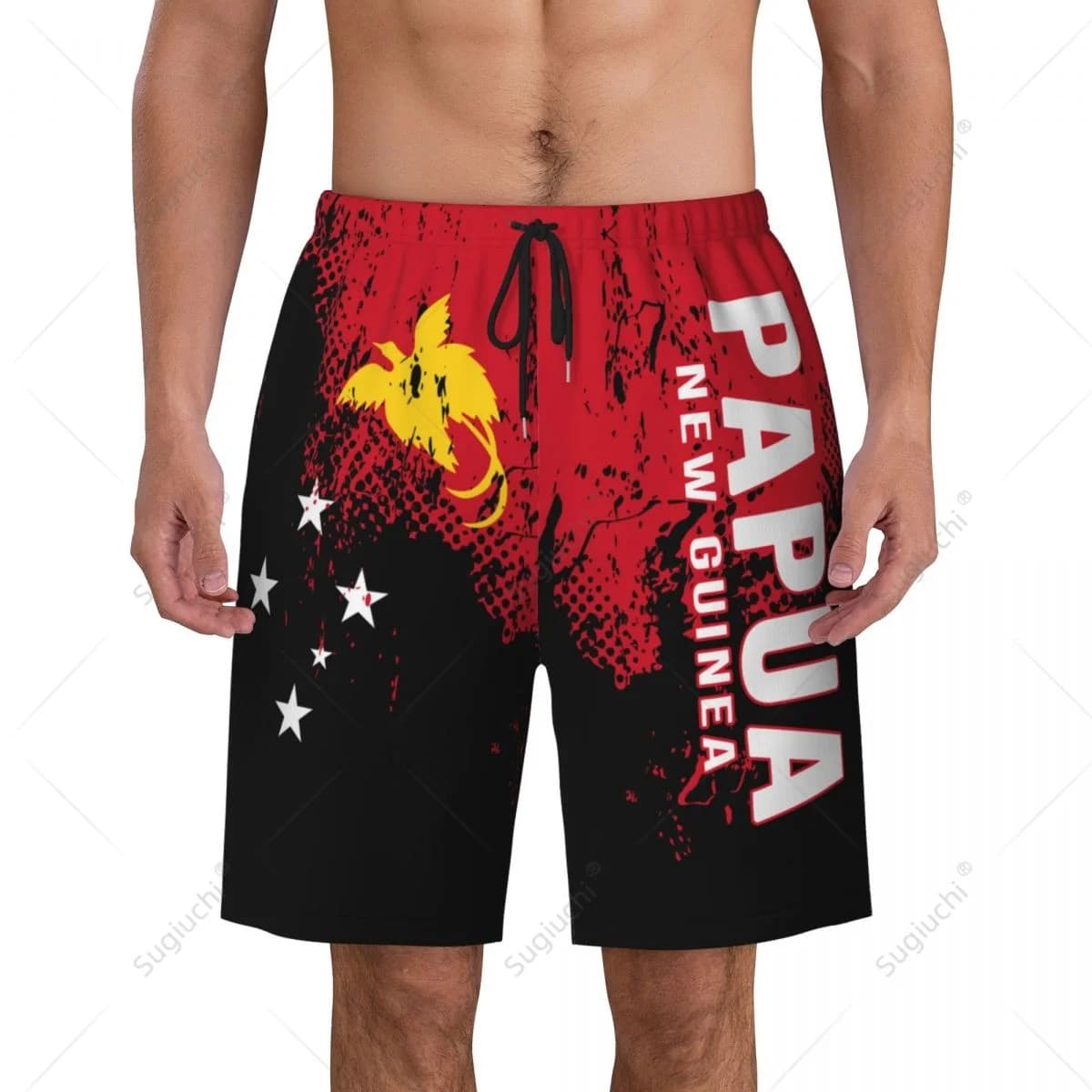 Pantaloni da spiaggia da uomo con bandiera della Papua Nuova Guinea, pantaloncini da surf, ragazzi, calcio, ciclismo, costumi da bagno, corsa, poliestere