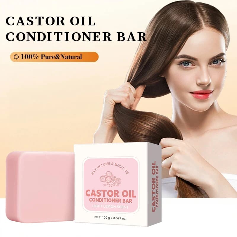 Saponetta balsamo all'olio di ricino, shampoo solido idratante nutriente, rafforza la cura delle radici dei capelli, per capelli secchi, crespi e danneggiati