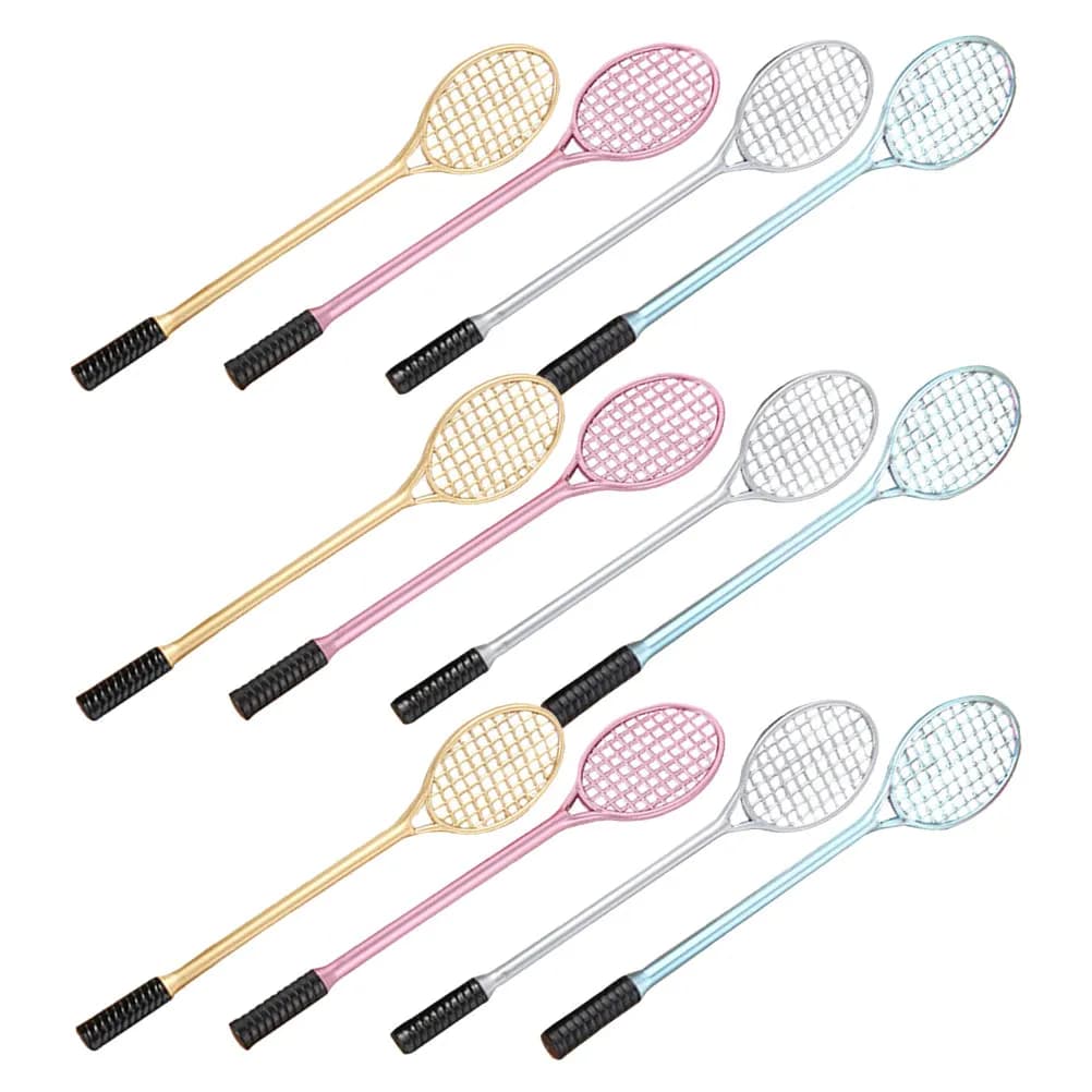 24 Penne Gel a Forma di Racchetta da Badminton, Inchiostro Nero, Design Carino, per Studenti, Ufficio e Cancelleria Sportiva