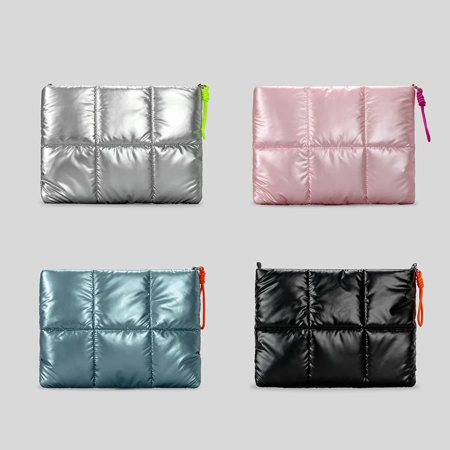 Nuovo arrivo all'ingrosso Puffer Lap Top Sleeve Tote Bag Borsa a tracolla trapuntata unisex Borse a mano imbottite in nylon impermeabile con tracolla