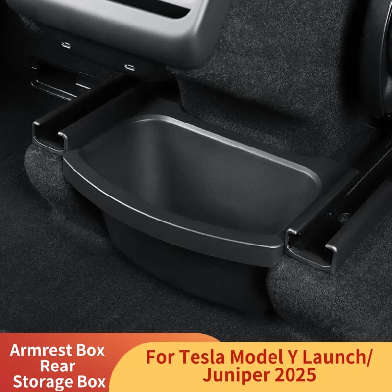 Per Tesla Model Y Launch/Juniper 2025 Bracciolo Scatola di Immagazzinaggio Posteriore Box Organizer Posteriore Pattumiera Stivaggio Riordino Accessori Interni