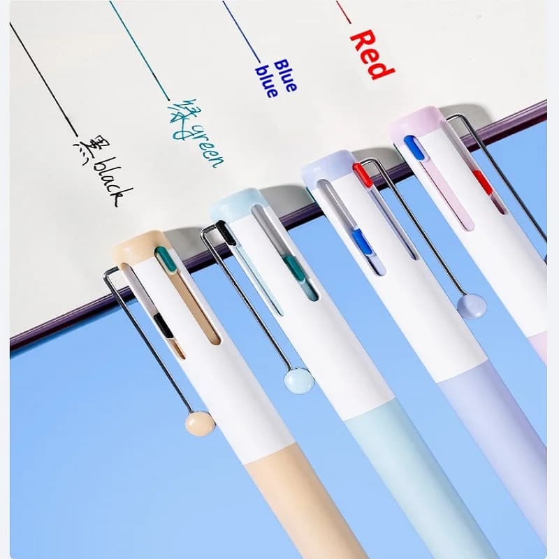 ZENWYTH QUICK NOTE 4-Color Pens INS Style No-Residue Clip Silent Click Anti-Broken Ink Gel Pen Note-Taking Exam Study Supplies