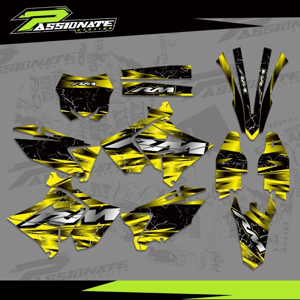 Per SUZUKI 125-250 RM 2001-2008 Polisport resyling Grafica completa Decalcomanie Adesivi Moto Sfondo Numero personalizzato Nome