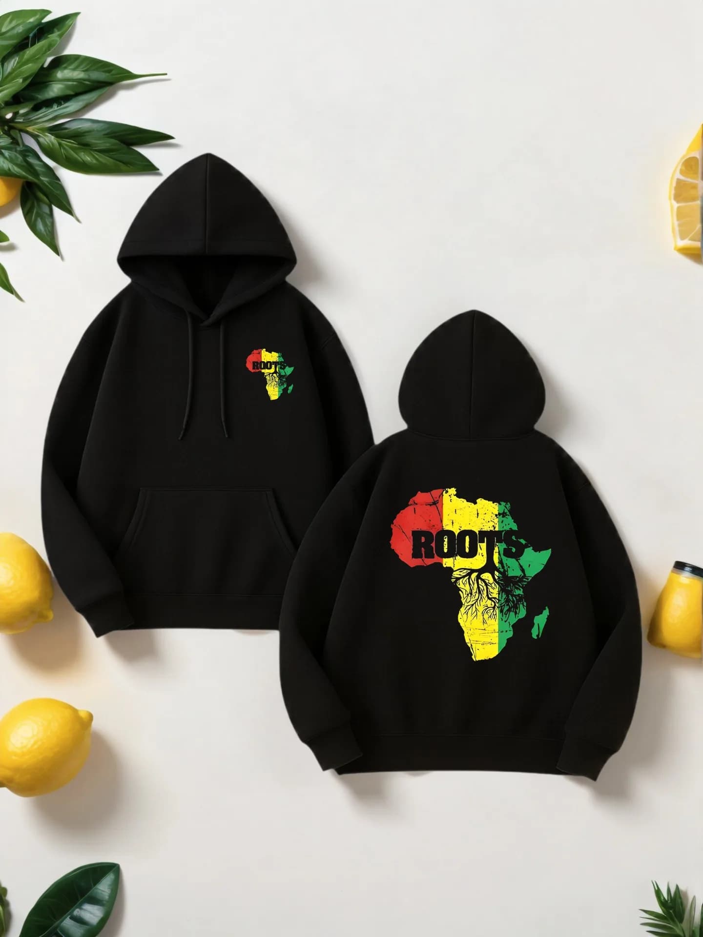 Felpa con cappuccio grafica da uomo, Africa - Mappa con stampa grafica, stile casual, foderata in pile, da uomo, da indossare tutti i giorni