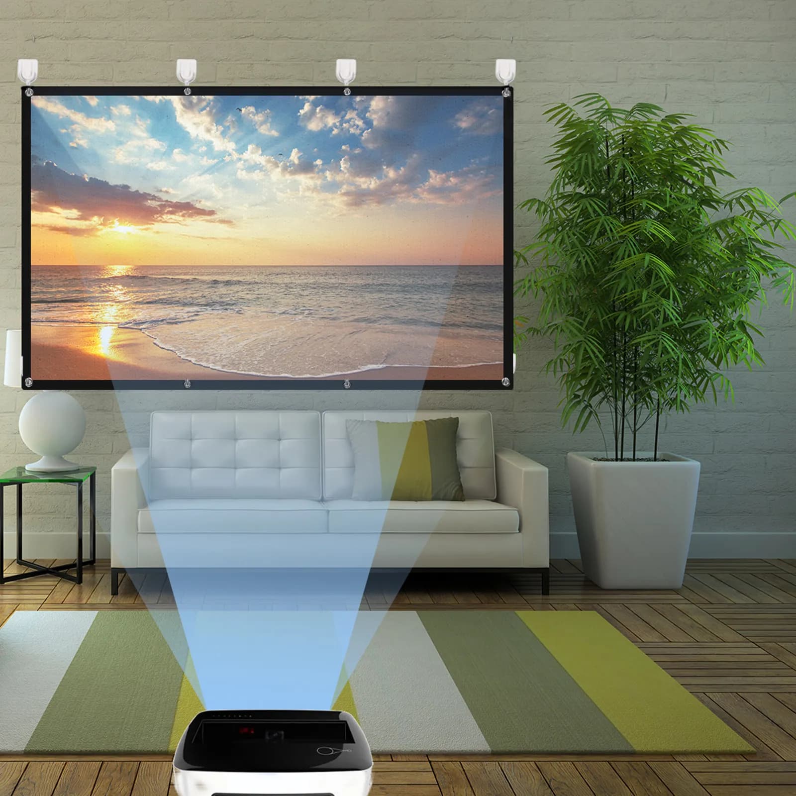 1 pcs Portable Inch Projector Screen Indoor Outdoor Anti Foldable Halloween Christmas New Year Project Screen Project Curtain