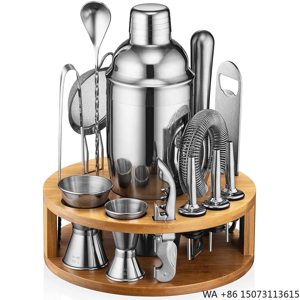 Set da Barman 15 Pezzi in Acciaio Inox, Kit per Cocktail con Shaker, Accessori per Bar e Vino, Strumenti per Miscelare Bevande a Casa