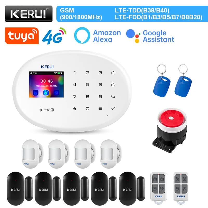 KERUI W204 4G GSM sistema di allarme Kit Smart Tuya Home Security WIFI Home Wireless APP telecomando schermo da 2.4 pollici antifurto