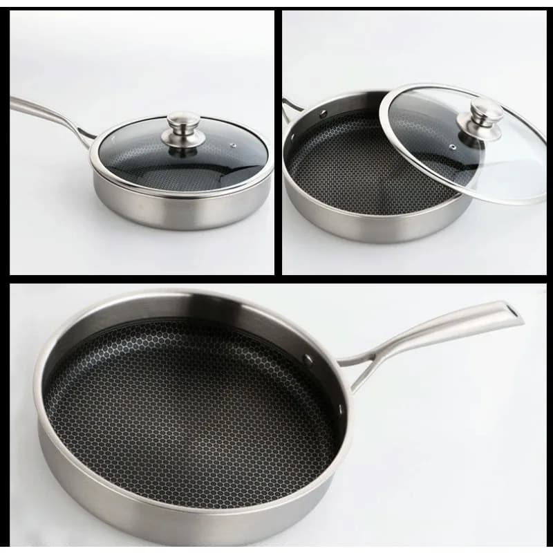 New 28 cm honeycomb pan, 304 stainless steel domestic pan, universal induction cooker