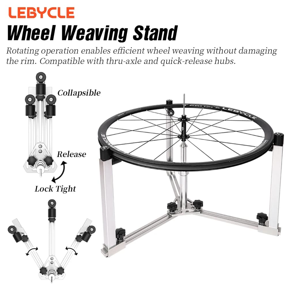 LEBYCLE MTB Ruota per bici da strada Supporto per tessitura Set di ruote per bicicletta Piano di lavoro Raggi per mozzo da ciclismo Intrecciatura Strumenti di riparazione professionali