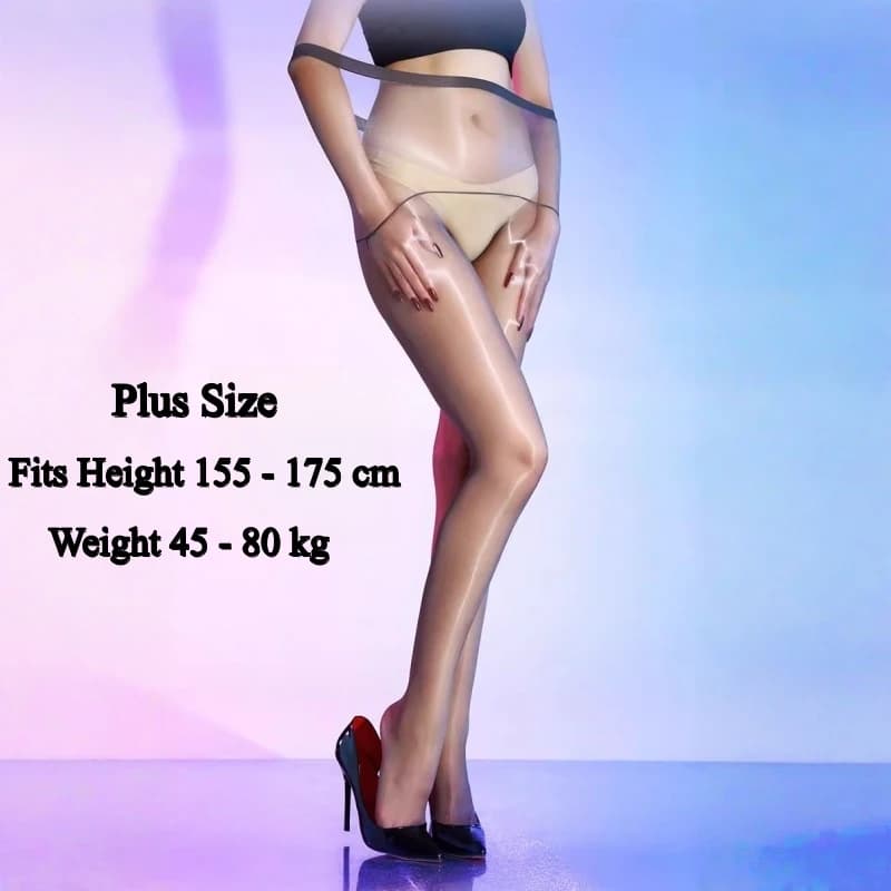 Collant a vita alta sottile senza cuciture taglie forti 5D Aurora olio lucido calze da festa biancheria intima traspirante trasparente sexy da donna