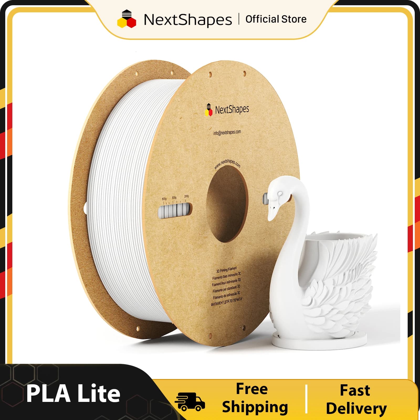 NextShapes PLA Lite 3D Printer Filament, 1.75mm/±0.02mm. The Filament Is Bubble-Free And Suitable For Beginners.