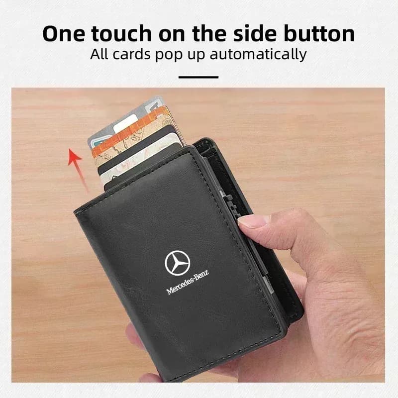 Auto Eject Cards Holder Coin Organizer Men Purse Wallet Gift For Mercedes Benz AMG W204 W205 W203 W211 W201 W210 W108 W124 W190
