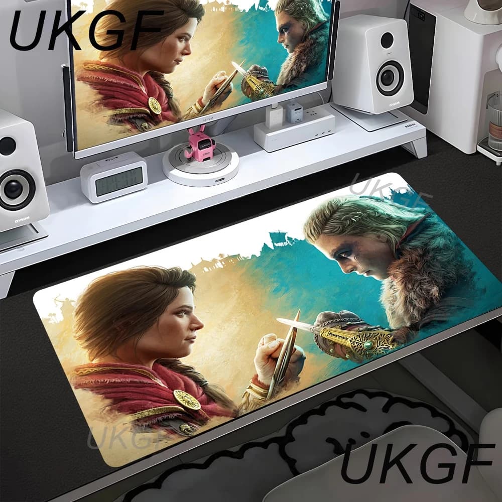 Tappetino per Mouse Grande con Design Assassins Creed, Base in Gomma Spessa, Superficie Liscia e Resistente per Computer