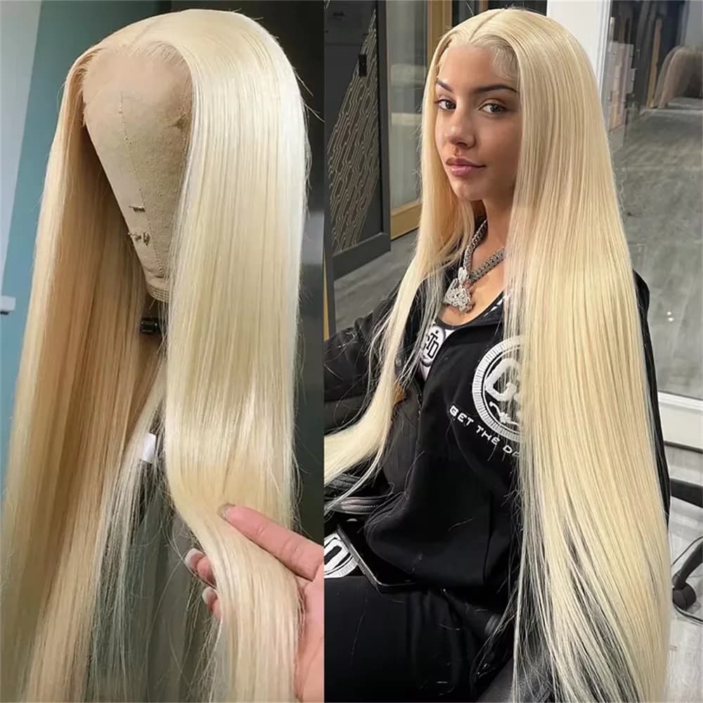 Parrucca anteriore in pizzo dritto 613 biondo 13x6 HD Parrucca frontale in pizzo brasiliano trasparente 13x4 per donne nere