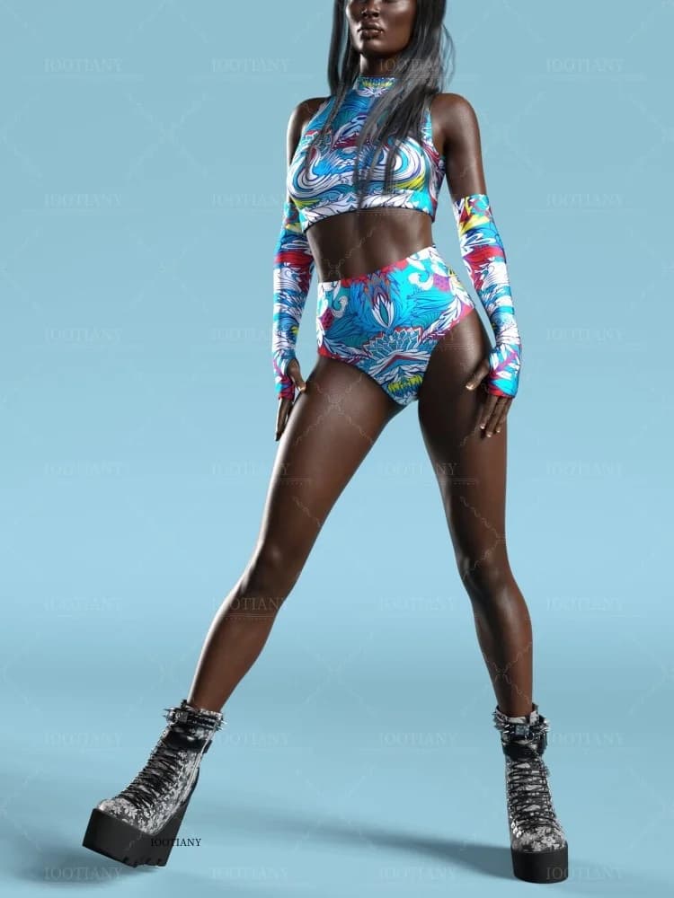 Halloween Fashion Women's Sexy Print 3d Colorful Swimwear Carnival Party Play theatrical role costume Zentai Suit 2025 performance costume