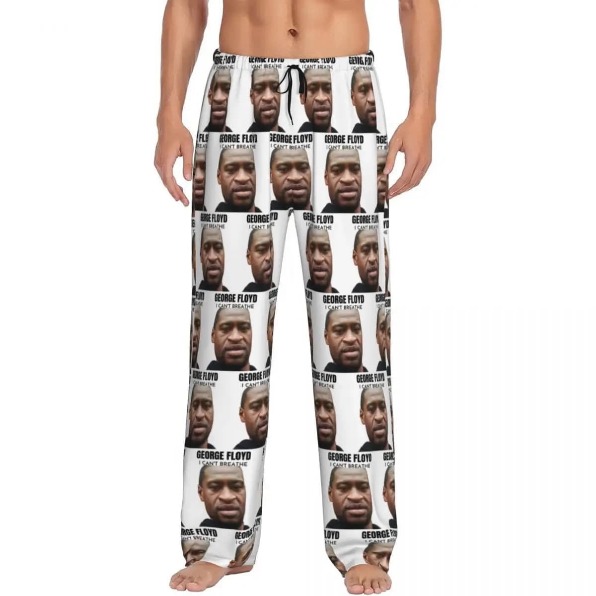 Pantaloni da pigiama personalizzati George Floyd da uomo, pigiami da notte, pantaloni da salotto con tasche