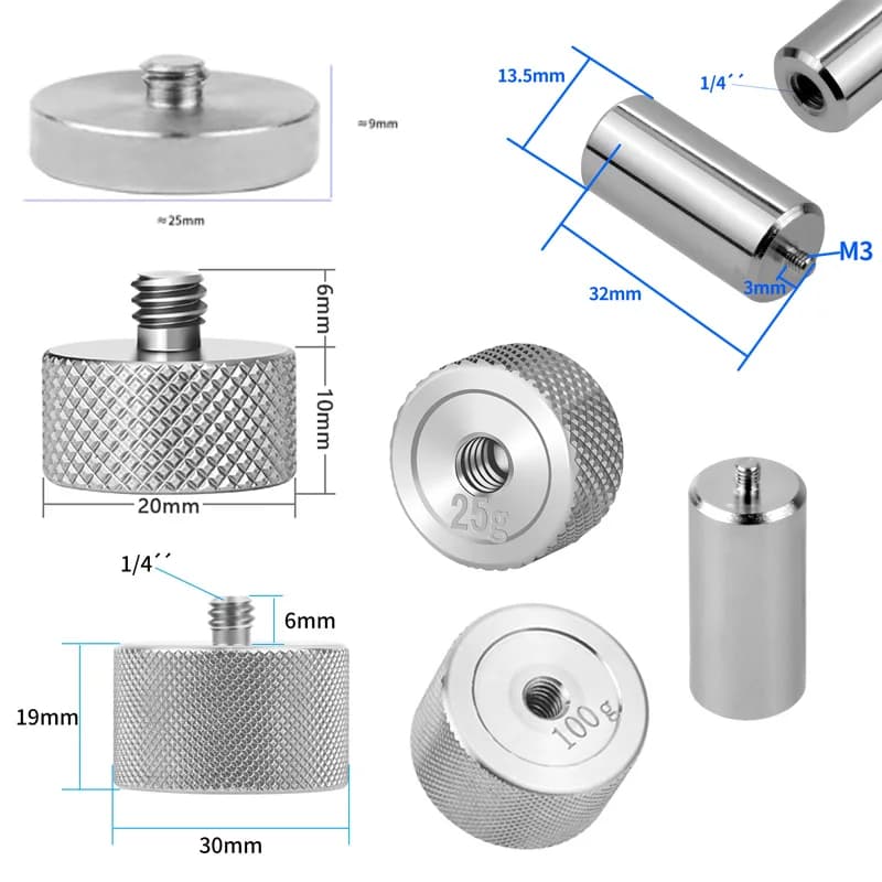20g 25g 30g 100g Clump Gimbal contrappeso calibrazione pesi di equilibrio con vite 1/4 per stabilizzatore cardanico portatile Ronin S