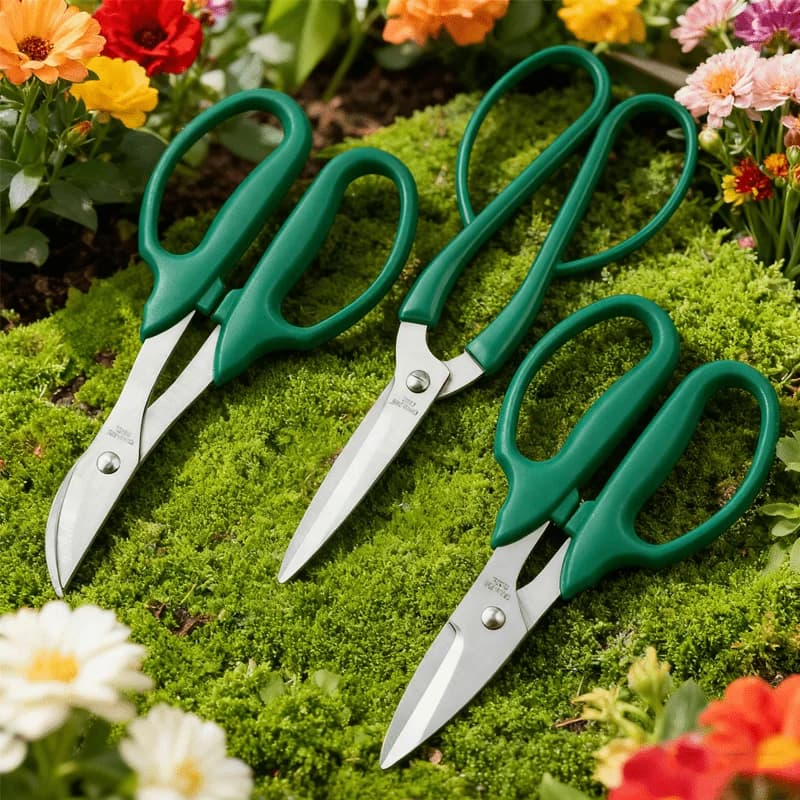 Set di 3 Forbici per Fiori e Bonsai - Cesoie da Giardinaggio Affilate con Impugnatura Comoda per Potatura Fiori, Stilizzazione Bonsai e Raccolta Frutta