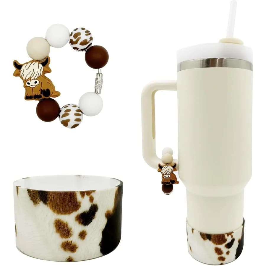 Highland Cow Silicone Boot Tumbler Maniglia Decor Mucca Stampa Bottiglia d'acqua Accessori per 30oz40oz Manicotto protettivo della copertura inferiore
