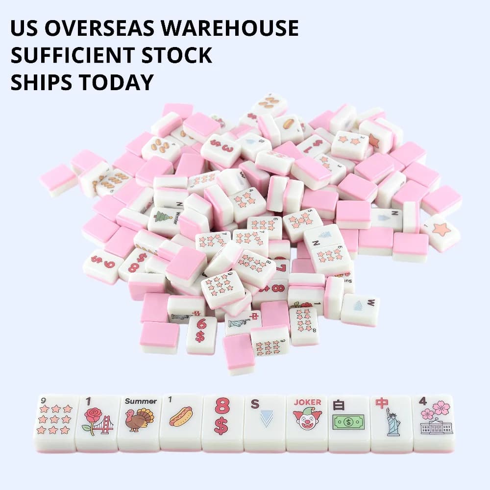 Melamine mahjong set of 166 pieces,with a four-piece set of professional racks and card pushers,suitable for high-endgift giving