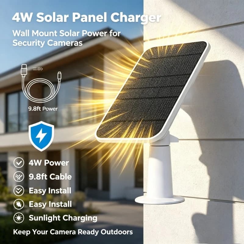 9.8ft Extension Cord Solar Charging Board, Wall Bracket Kit for Eufycam 2 Series Garden Surveillance Camera