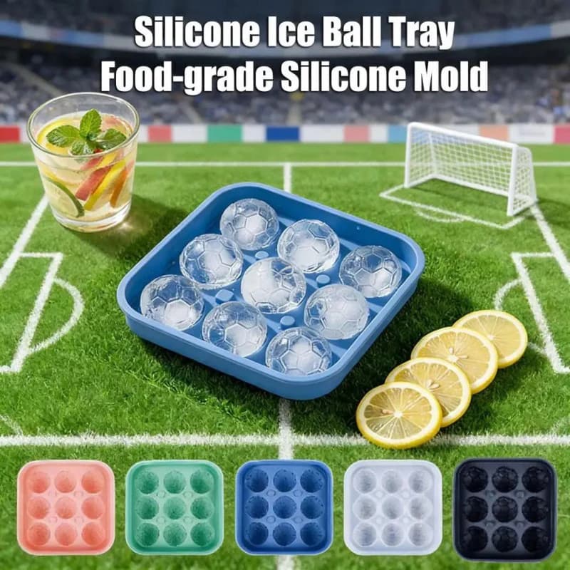 Stampo per Cubetti di Ghiaccio a Forma di Pallone da Calcio con Coperchio, in Silicone, per Cocktail e Whisky, Vaschette per Ghiaccio da Freezer, Utensili da Cucina