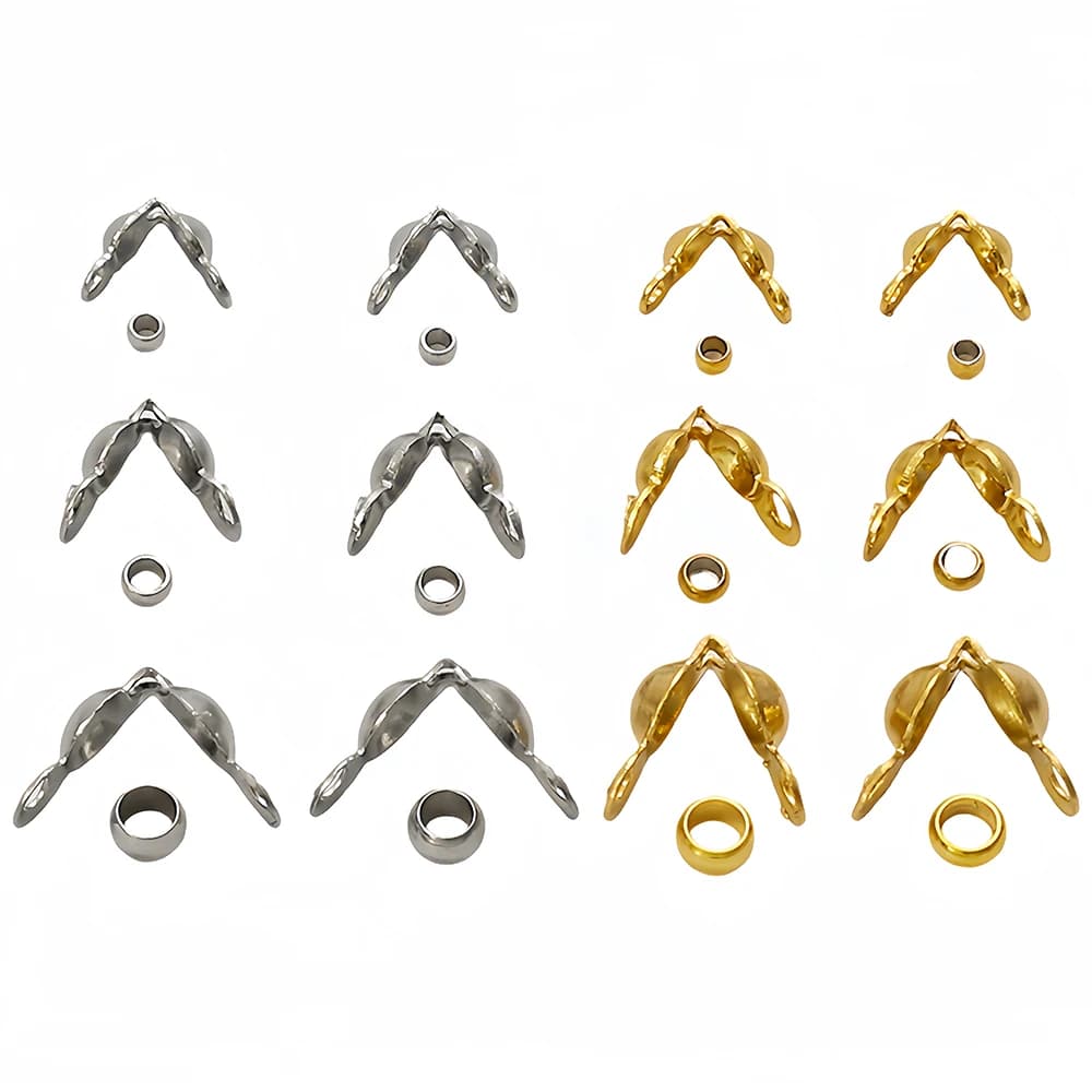 100 pz/lotto placcato oro connettore chiusura a crimpare perline in acciaio inossidabile per bracciale collana catene gioielli fai da te che fanno forniture