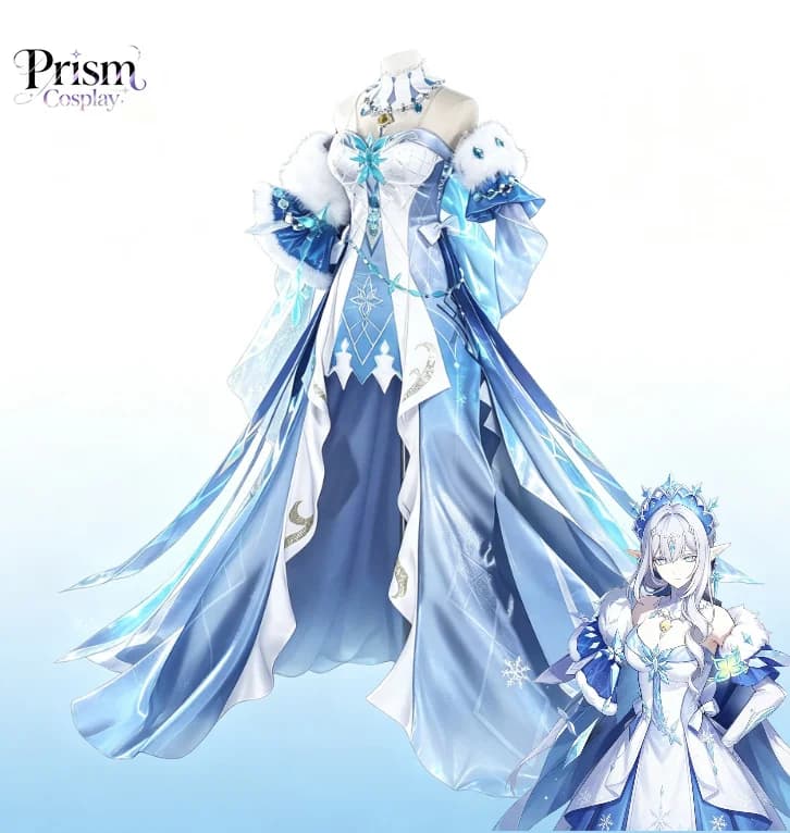 Genshin Impact Anastasia Ice Empress Cosplay Costume Full Set Ornaments Gloves For Women Game Comic‑Con Outfit