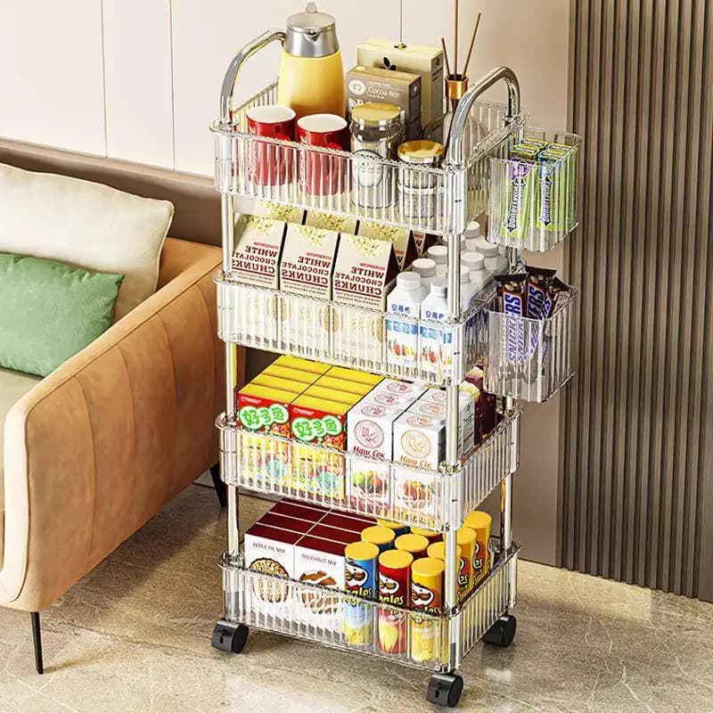 Transparent Multi-Layer Storage Rack for Kitchen Bathroom Seasoning Fruit Vegetable Snack Organizer Desktop Storage Shelf