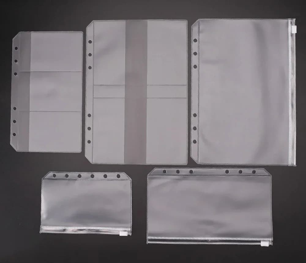 Custodia IN PVC trasparente del Supporto di Carta Per A5 Personale A7 Legante Anelli Notebook 6 Foro Della Chiusura Lampo Del Sacchetto Del Sacchetto Diario Planner Accessori