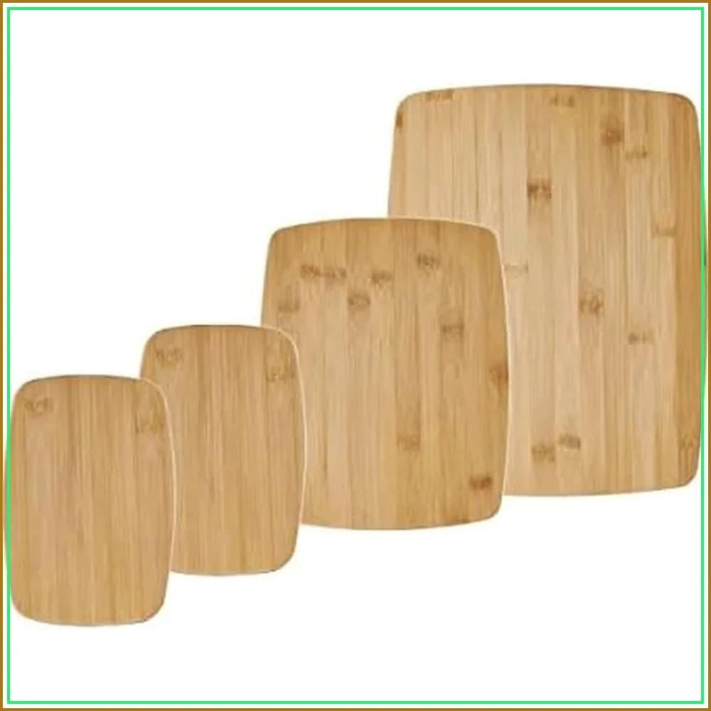 4-Piece Bamboo Cutting Board Set - Reversible Boards for Chopping, Slicing, and Meal Prep