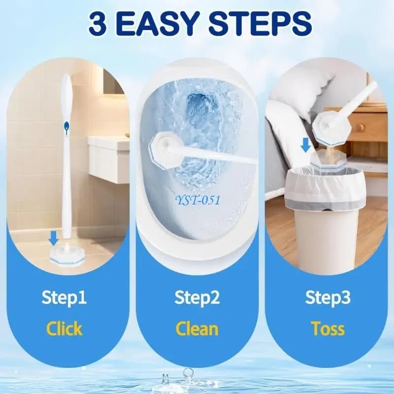 E15A Scopino per WC con testina sostituibile Strumento pulizia sostitutivo Scopino per WC da bagno Facilmente da pulire