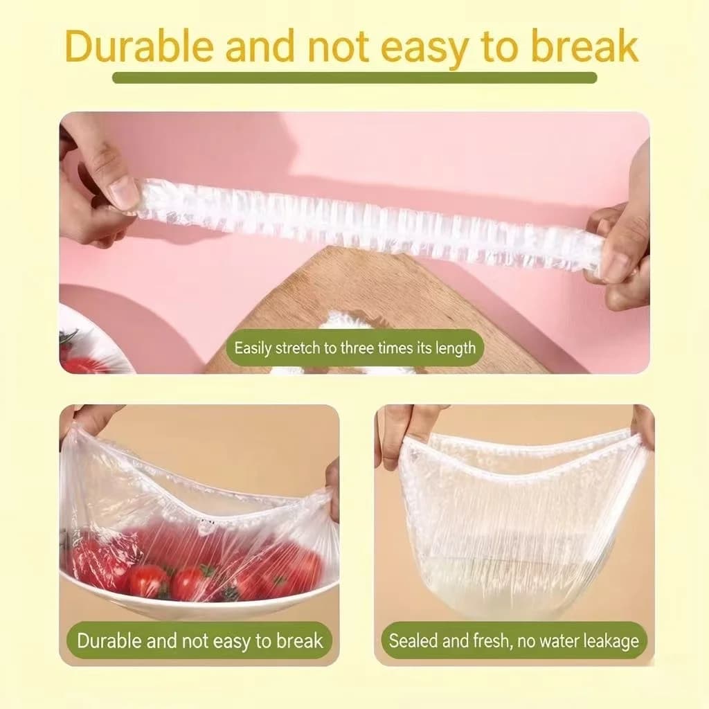 Coperture Monouso per Alimenti - Coperchi Elastici in Plastica per Ciotole, 100 Sacchetti Riutilizzabili per Conservare il Cibo in Cucina