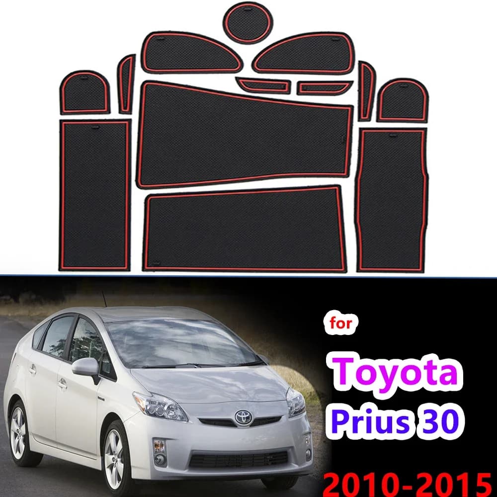 RHD anti-slip rubber gate slot for Toyota Prius 30 XW30 ZVW30 2010 ~ 2015 Door groove pad Sticker accessories 2012 2013
