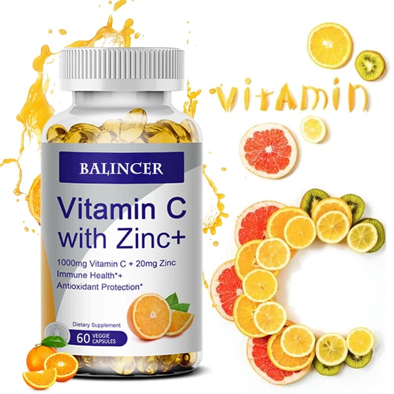Vitamin C supplement with zinc, bioavailable, ascorbic acid, zinc oxide, non-GMO and gluten-free