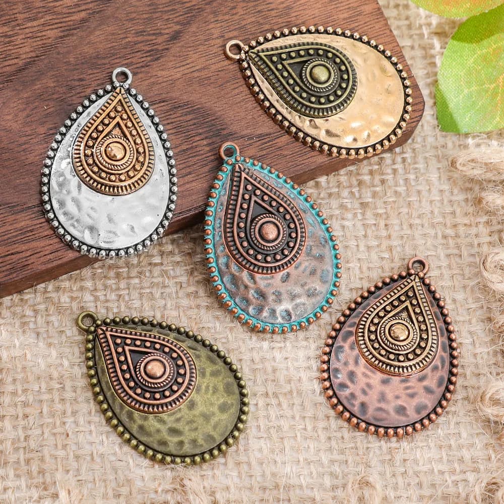 Ciondoli a Goccia Etnici Vintage Bohémien per Orecchini e Collane da Donna, Charms per Creazione Fai-da-Te di Gioielli e Accessori
