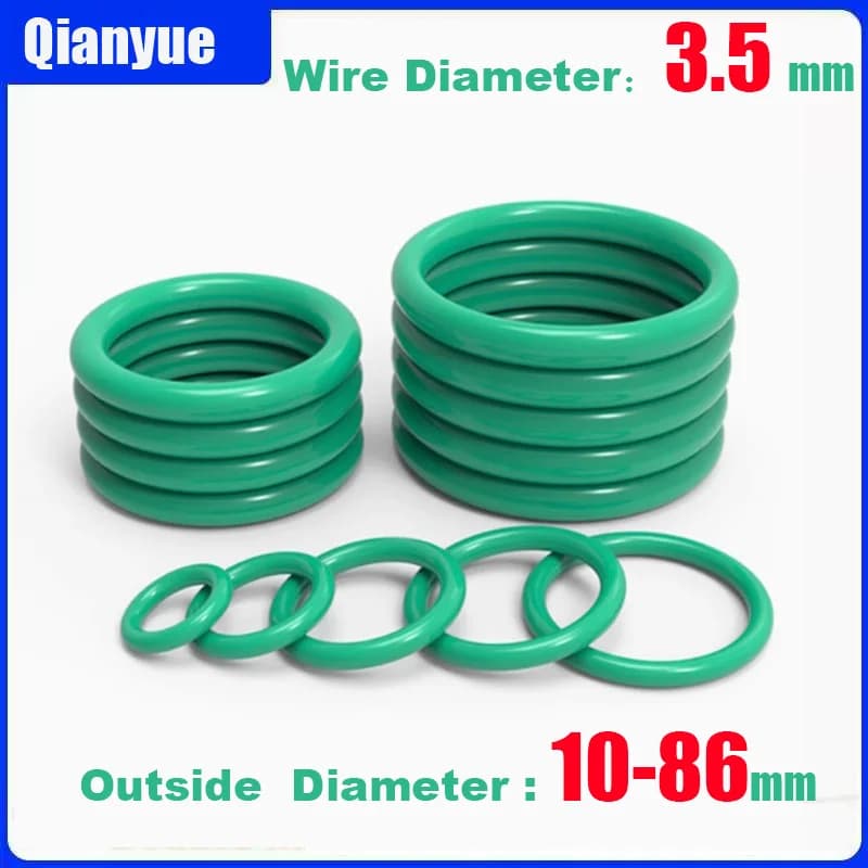 3.5 mm FKM Fluorized Rubber O-ring (resistant to high temperatures and chemical agents, 10-86 mm outer diameter, seal gasket for industrial use)