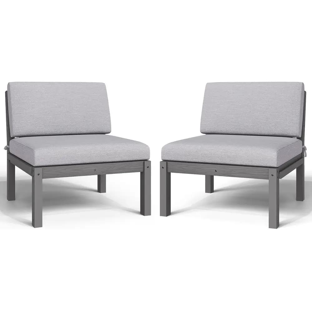Set di 2 sedie da patio, sedute modulari HIPS con cuscini spessi, collegamento laterale facile da realizzare, mobili da patio resistenti alle intemperie