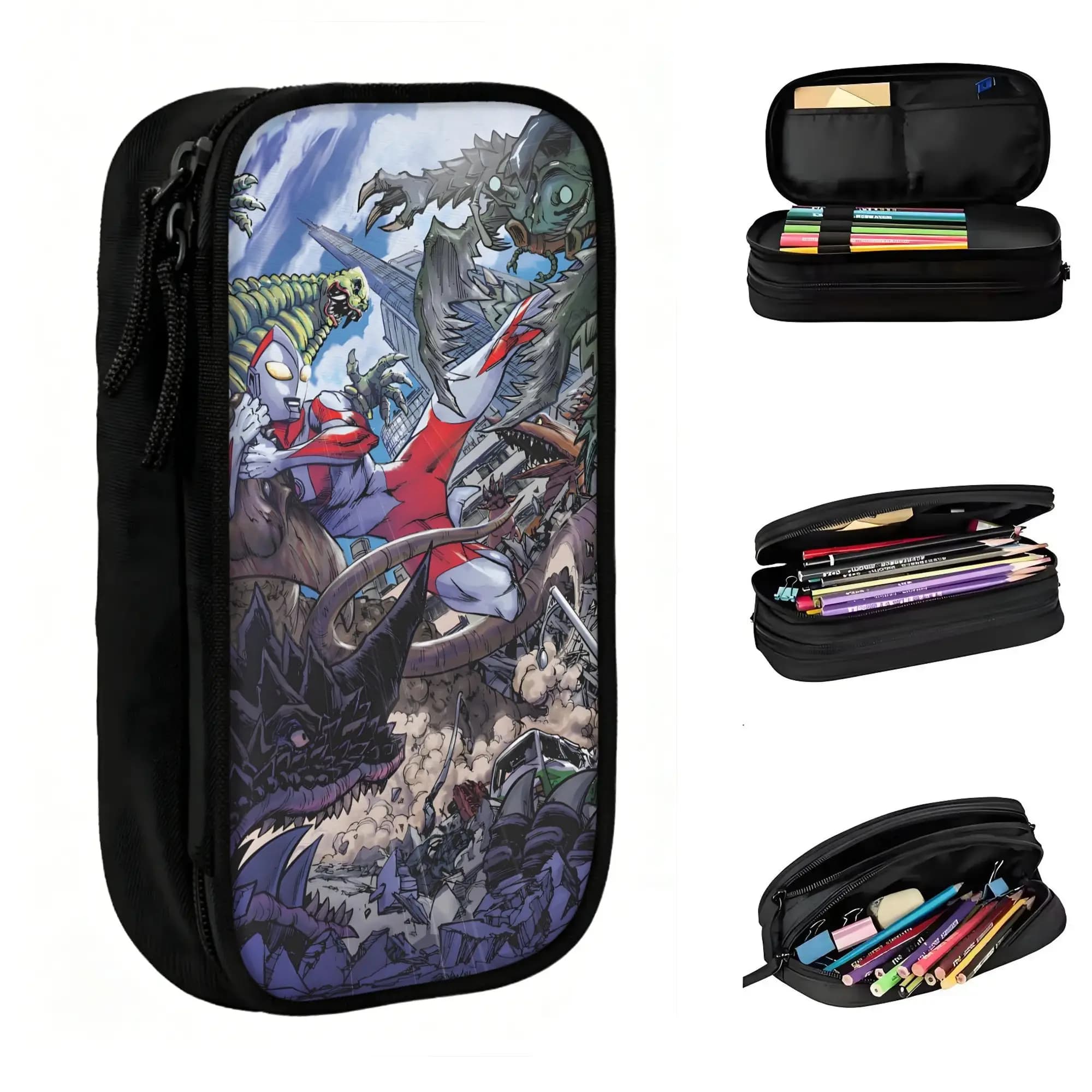 Custom Ultraman Hot Japan Comic Kawaii Pencil Cases Boys Girls Large Capacity Pencil Box School Supplies
