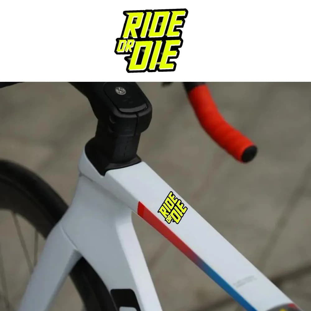 Set di 2 Adesivi 'Ride Or Die' per Ciclismo, Decalcomania in Vinile Multicolore Impermeabile per Telaio Bici, Auto, Laptop, Casco