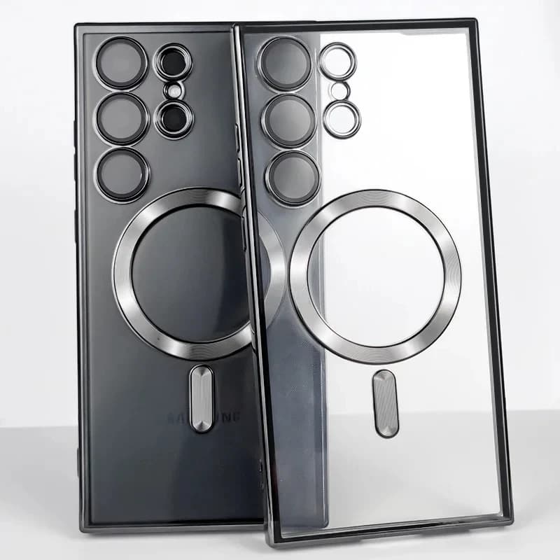 Luxury Transparent Plating Magnetic Phone Case for Samsung Galaxy S26 S25 S24 S23 S22 S21 S20Ultra Wireless Charging Anti-Slip