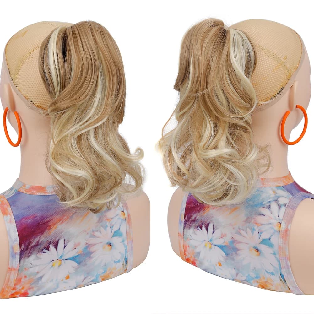 Extension per capelli sintetica a coda di cavallo con clip a griffe, chignon alto corto, per donna, in fibra resistente alle alte temperature