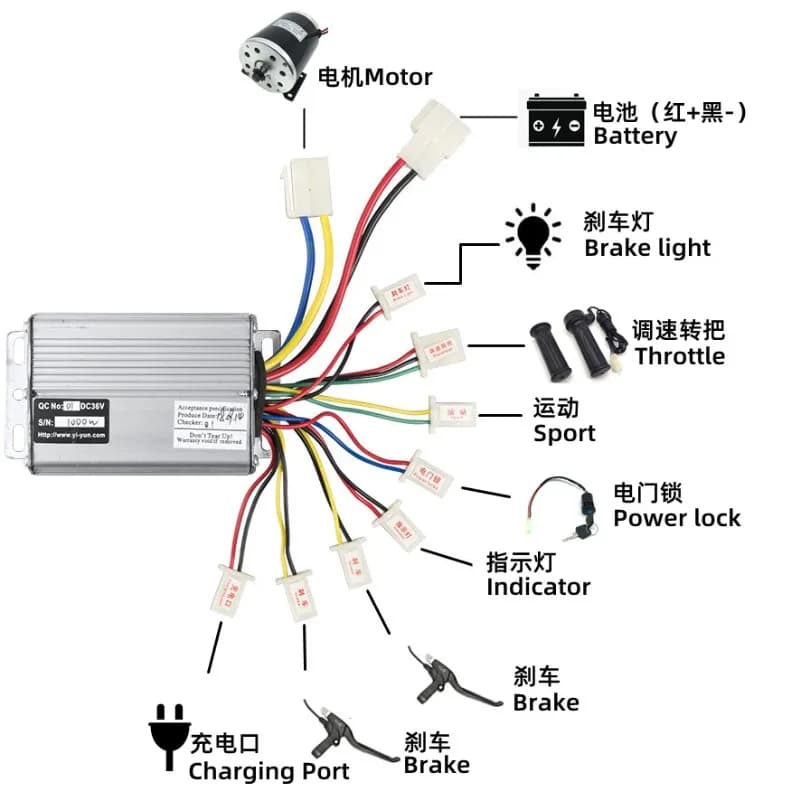 36V/48V 1000W Motor Speed Controller Electric Bike Brush 30A DC for Bicycle Parts